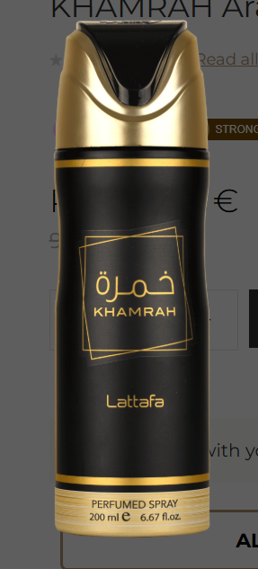 Khamrah Deodorant Spray 200ML unisex  spicy, woody, and floral deodorant  By Lattafa