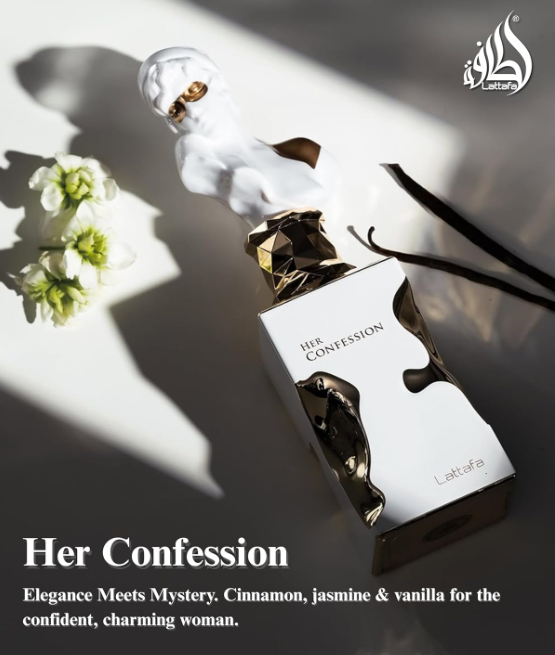 Lattafa His Confession her confession for Men women Eau de Parfum Spray, 3.4 Ounce / 100 Ml Oriental Woody fragrance for men and women. cofesion collection
