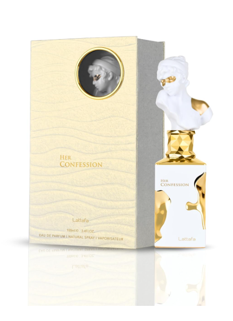 Lattafa His Confession her confession for Men women Eau de Parfum Spray, 3.4 Ounce / 100 Ml Oriental Woody fragrance for men and women. cofesion collection