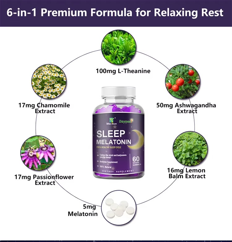 Daynee Sleep Melatonin For Bedtime Calms The Mind & Body, Eases You To Sleep -100% Natural 60 Pieces