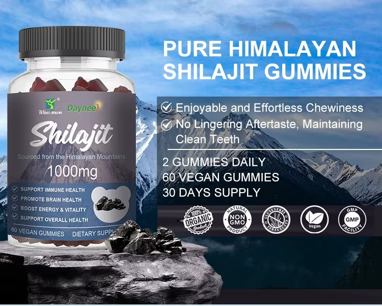 SHILAJIT Pure Himalayan Vegan Gummies for Men & Women-100% Natural & Organic,85+ Trace Minerals & Fulvic Acid Energy Booster, Digestion, Stamina & Overall Health Support-60 Count.
