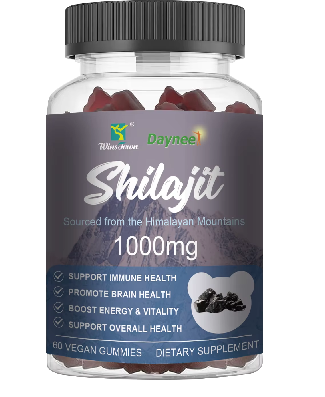 SHILAJIT Pure Himalayan Vegan Gummies for Men & Women-100% Natural & Organic,85+ Trace Minerals & Fulvic Acid Energy Booster, Digestion, Stamina & Overall Health Support-60 Count.
