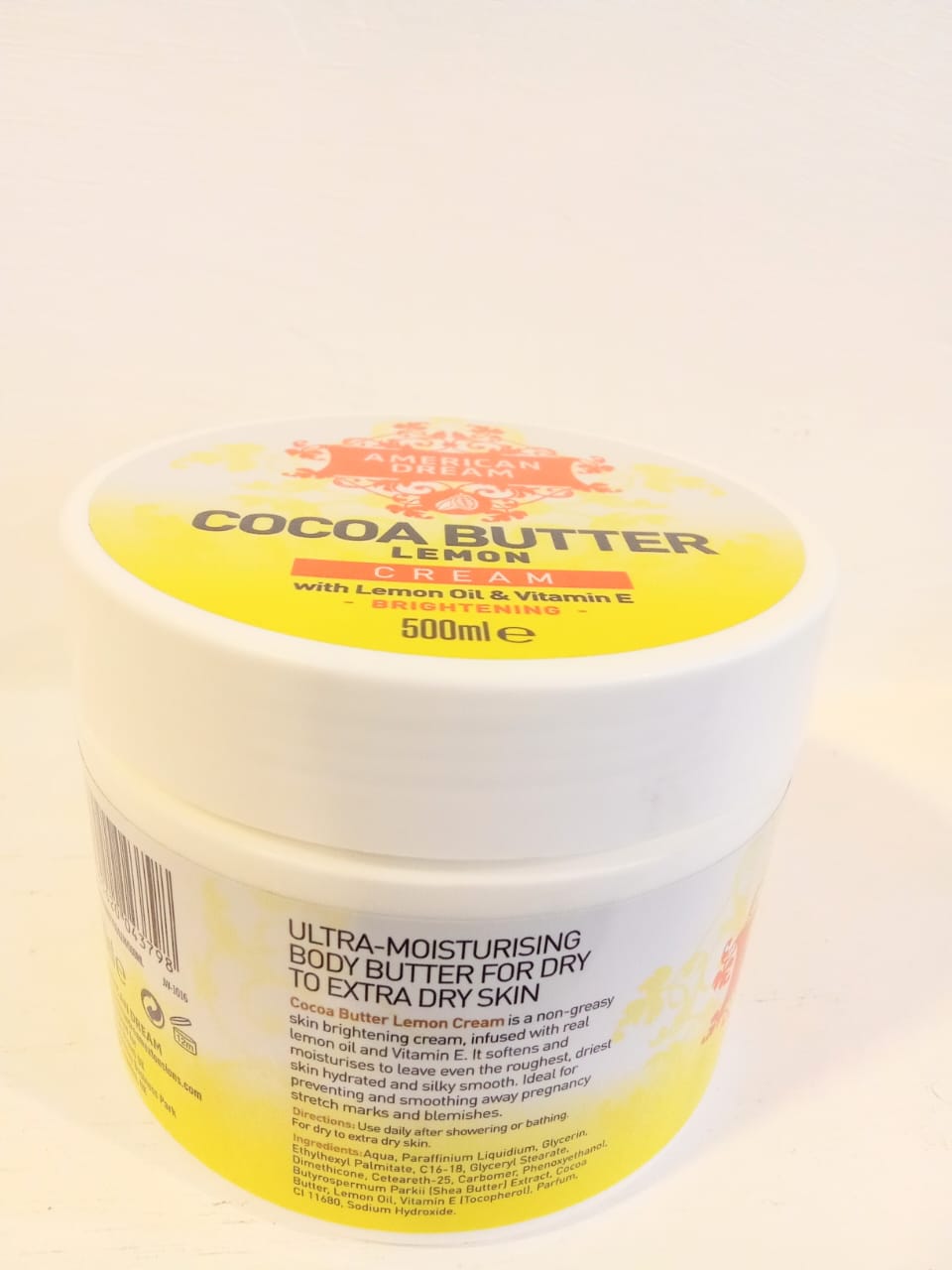 American Dream  Cocoa Butter Lemon Cream  with lemon Oil & Vitamin E that help skin brightening,softens and moisturises even the roughest driest skin hydrated and silky smooth clear  stretch marks spo