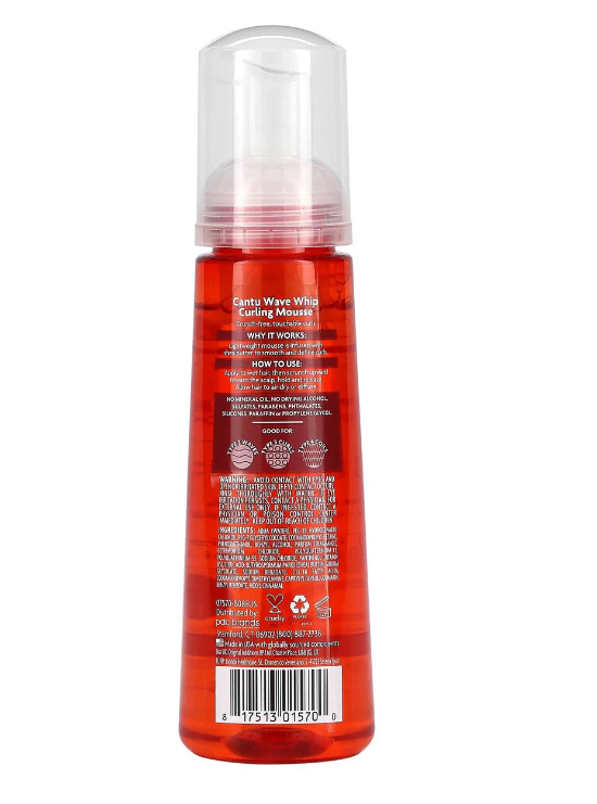 Cantu Shea Butter Natural Hair Wave Whip Curling Mousse For Natural Curls Coils & Waves Defines Waves and Curls Without The Crunch Frizz Free Purely Natural Maintain Moisture