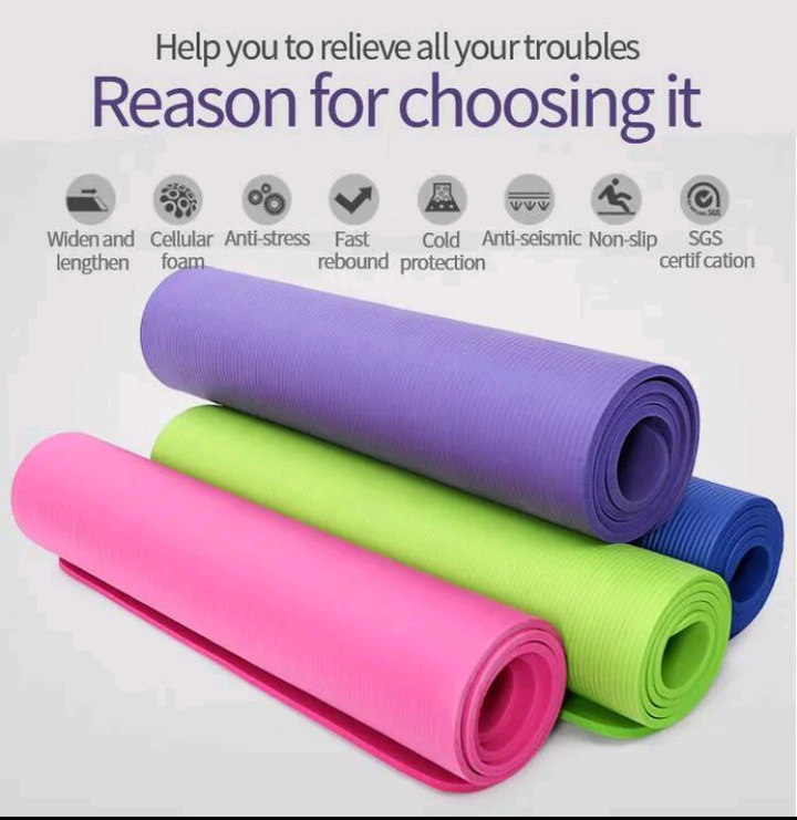 10MM Non-Slip Hgh Density Yoga Mat Durable Comfortable Perfect For Yoga,Pilates,Floor Excercises Protect Joints,Improved Stability,Grip Support Standard Size 1830*61 High Quality Elastic NBR Material
