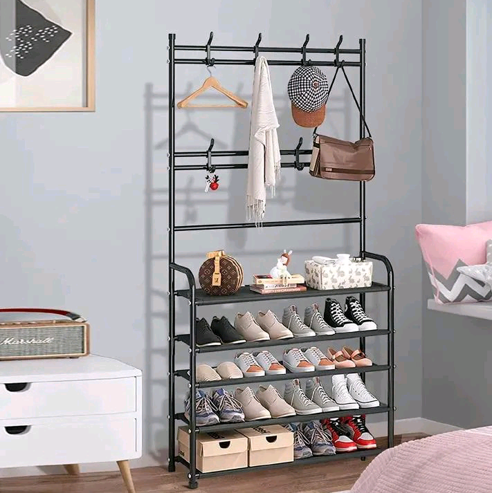 BEST OFFER! 5-Layer Assembled Shoe Rack Floor Coat,Hat Rack Intergrated Bedroom Living room Bathroom Hanger Hall Rack Maximize space,Easier retrival,Prevent loss & Damage of Shoes Preseve Shoe Quality