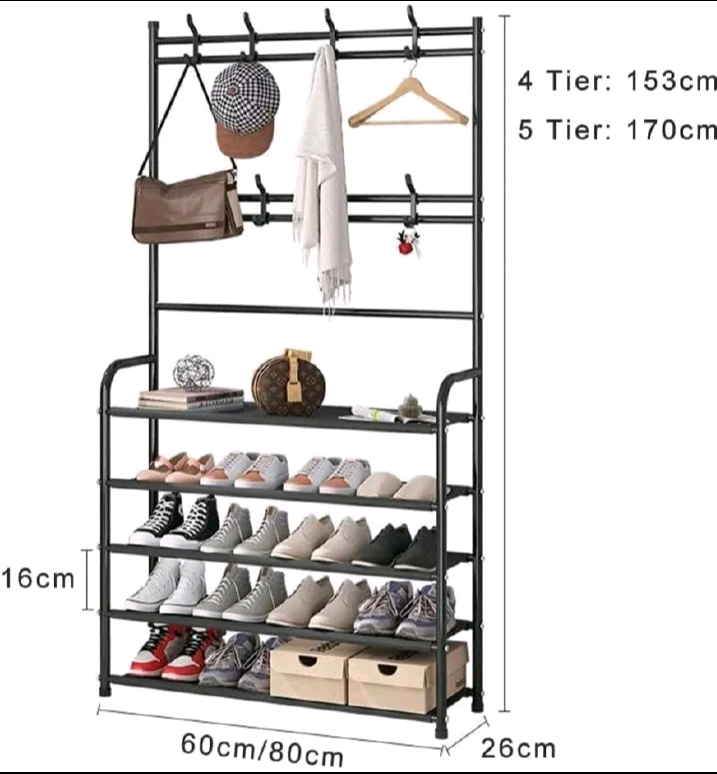 BEST OFFER! 5-Layer Assembled Shoe Rack Floor Coat,Hat Rack Intergrated Bedroom Living room Bathroom Hanger Hall Rack Maximize space,Easier retrival,Prevent loss & Damage of Shoes Preseve Shoe Quality