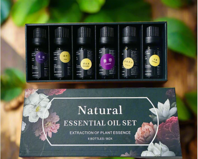 Natural Essential Oil set  Scents Lavender,Ocean,Chanel,Famous,Cologne & Shangri-la )perfect oil for  massage Aromatherapy that helps relief stress mood, promotes body relaxation ,used in humidifier