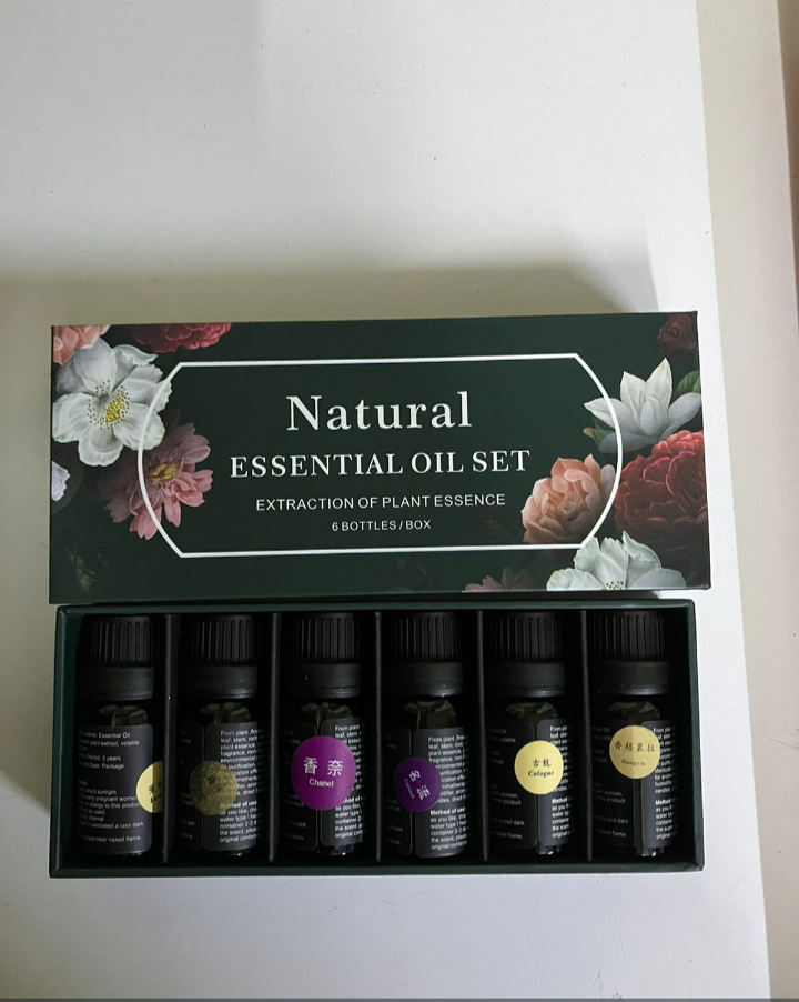Natural Essential Oil set  Scents Lavender,Ocean,Chanel,Famous,Cologne & Shangri-la )perfect oil for  massage Aromatherapy that helps relief stress mood, promotes body relaxation ,used in humidifier