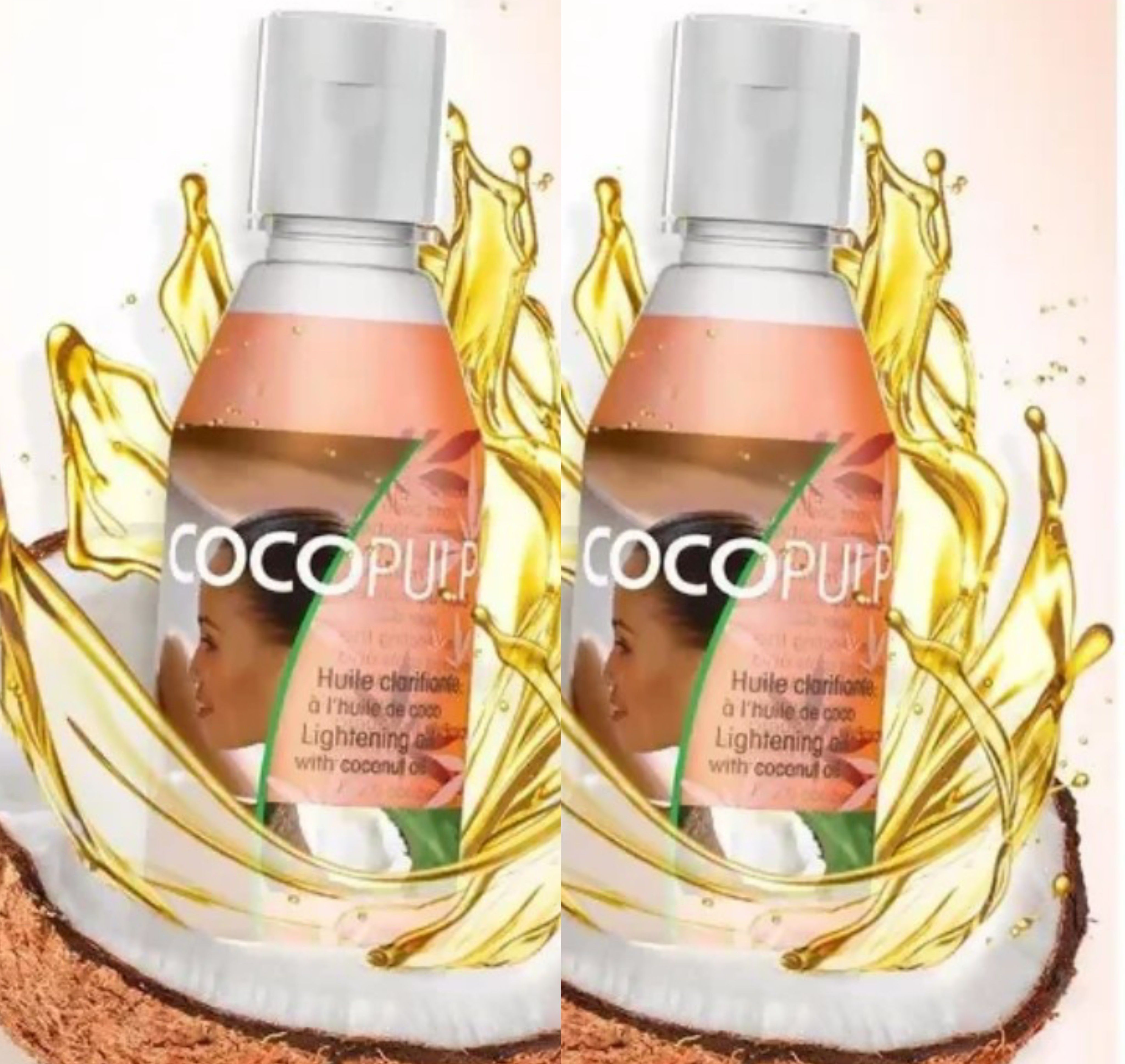 TWO PIECES Coco pulp Body Oil enriched with  Coconut Oil helps to moisturize and hydrate the skin, leaving it feeling soft and smooth reduce the appearance of dark spots even out skin tone repair skin