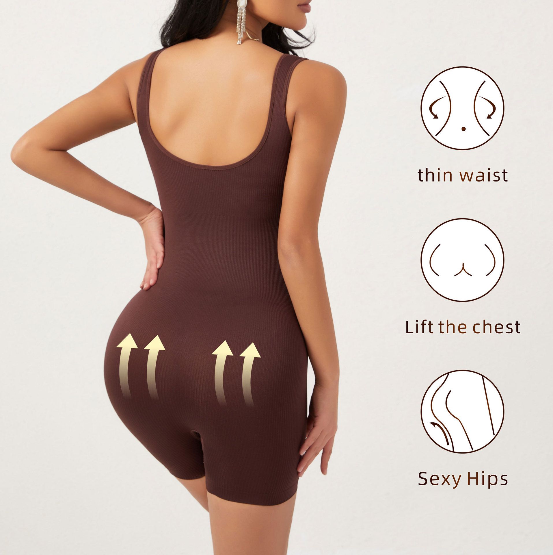 Body shaping jumpsuit for women with chest support, U-back and waist cinching jumpsuit, tight waist cinching bodysuit, hip lifting underwear