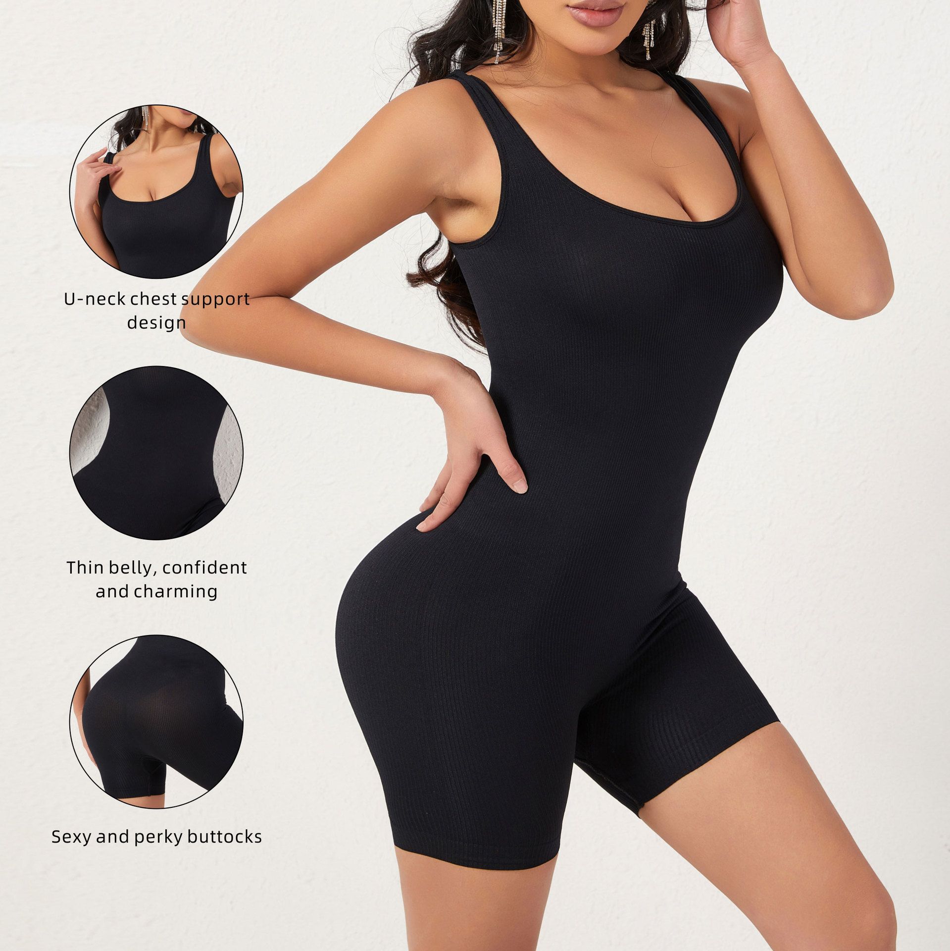 Body shaping jumpsuit for women with chest support, U-back and waist cinching jumpsuit, tight waist cinching bodysuit, hip lifting underwear