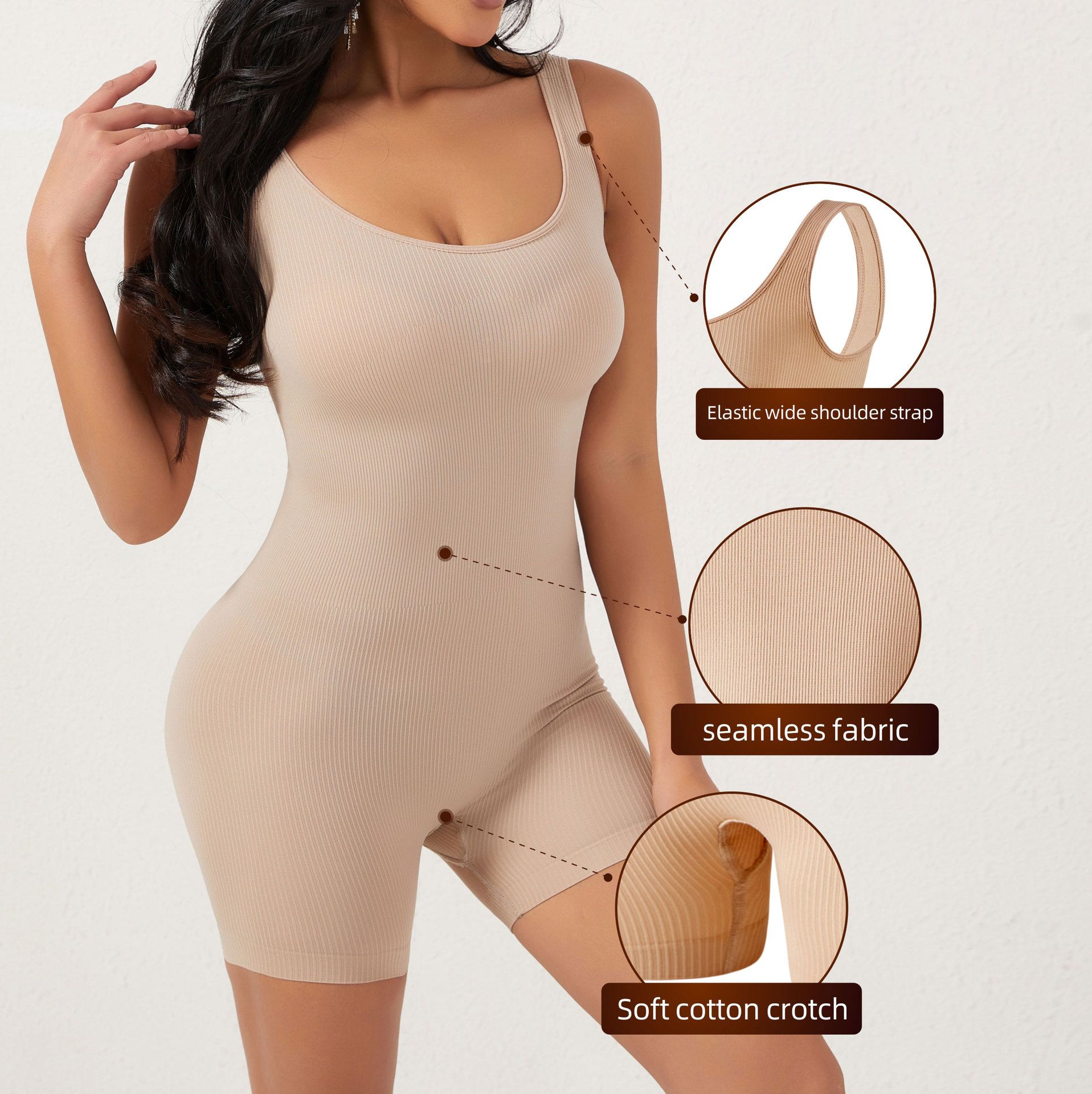 Body shaping jumpsuit for women with chest support, U-back and waist cinching jumpsuit, tight waist cinching bodysuit, hip lifting underwear
