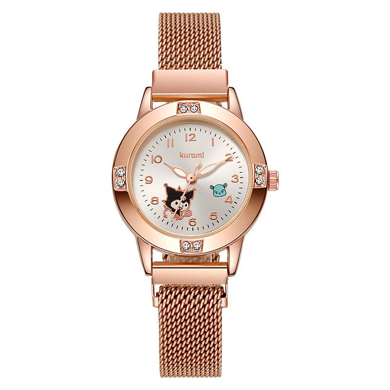 Rose gold diamond ladies watch middle school student watch female magnet adsorption belt Milanese quartz watch