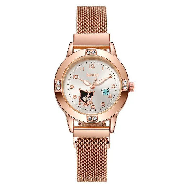 Rose gold diamond ladies watch middle school student watch female magnet adsorption belt Milanese quartz watch