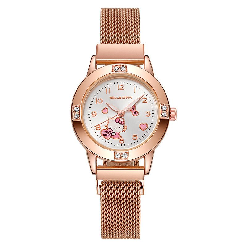 Rose gold diamond ladies watch middle school student watch female magnet adsorption belt Milanese quartz watch