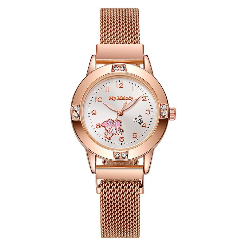 Rose gold diamond ladies watch middle school student watch female magnet adsorption belt Milanese quartz watch