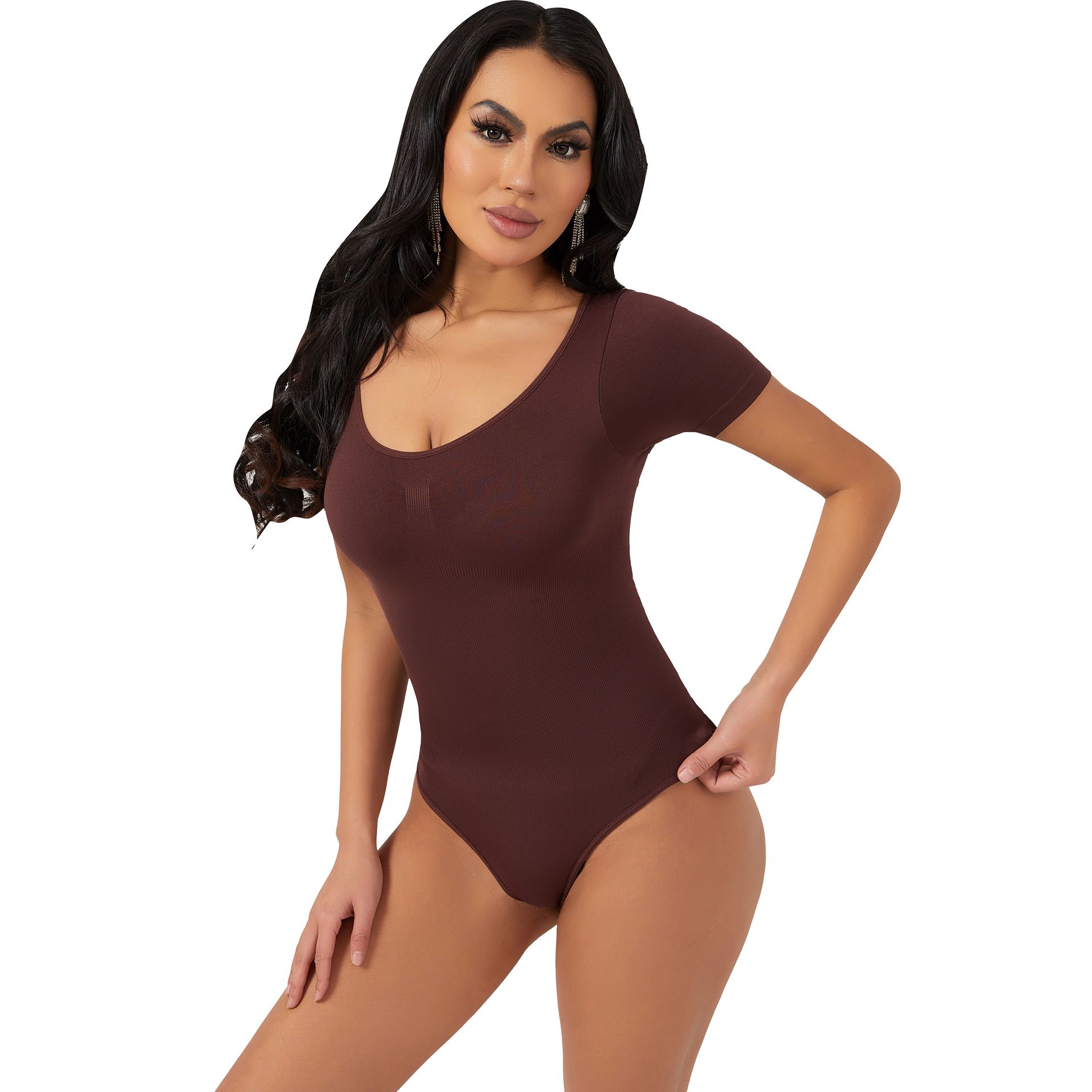 Hip-Lifting Bodysuit, Waist-Constricting Tights, Seamless Short-Sleeved T-Back Body Shaping Jumpsuit, Shaping Bodycon Underwear