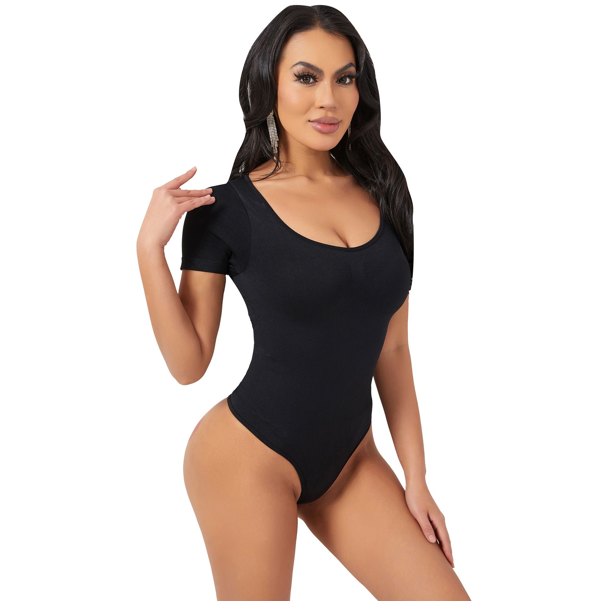 Hip-Lifting Bodysuit, Waist-Constricting Tights, Seamless Short-Sleeved T-Back Body Shaping Jumpsuit, Shaping Bodycon Underwear