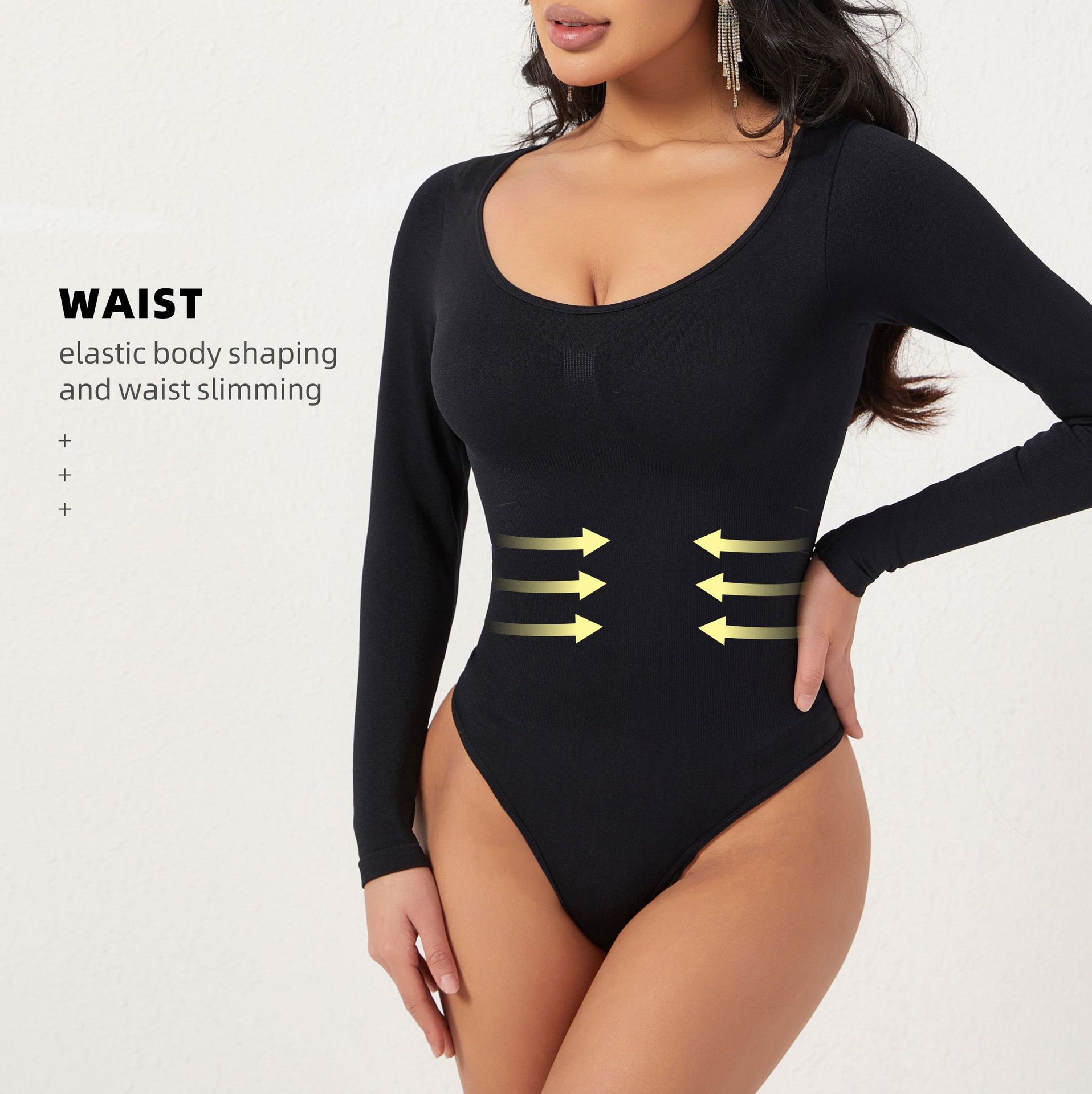 Hip-Lifting Bodysuit, Waist-Constricting Tights, Seamless Short-Sleeved T-Back Body Shaping Jumpsuit, Shaping Bodycon Underwear