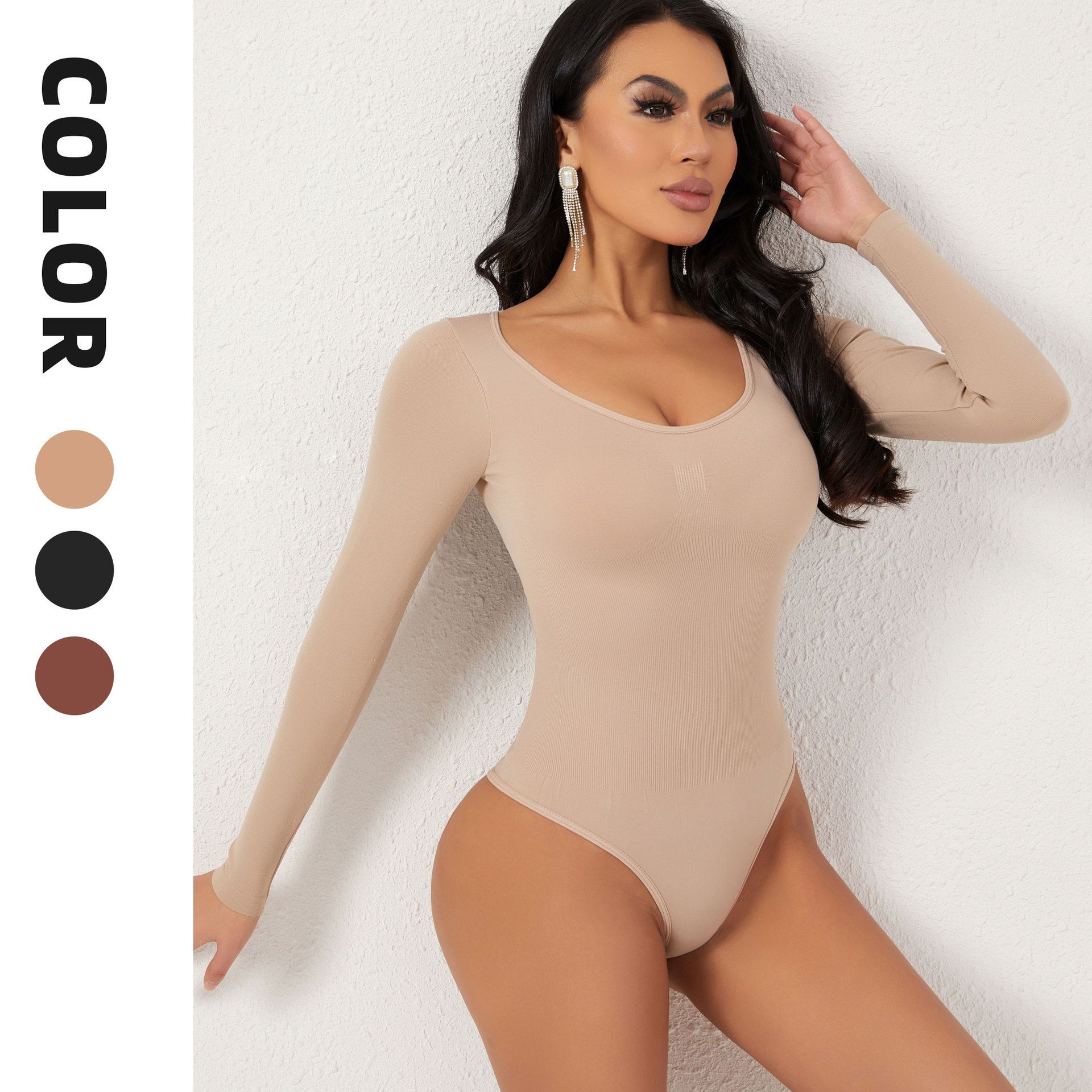 Hip-Lifting Bodysuit, Waist-Constricting Tights, Seamless Short-Sleeved T-Back Body Shaping Jumpsuit, Shaping Bodycon Underwear