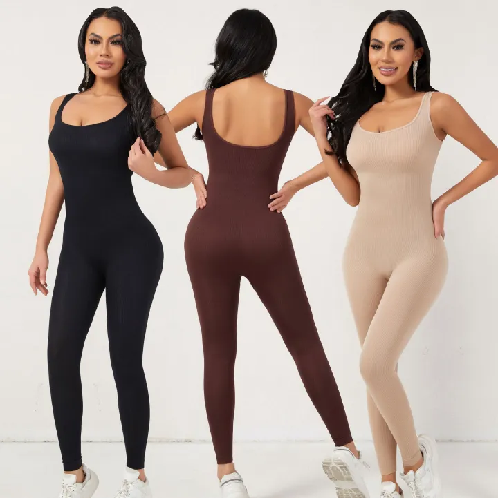 Postpartum body shaping jumpsuit with waist cinching and waist cinching features, hip lifting pants, chest support, and tight fitting jumpsuit