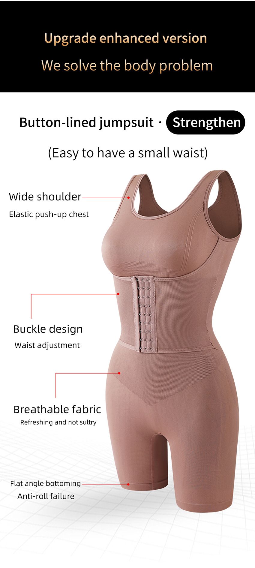 Button-breasted body-shaping bodysuit for women, postpartum, tummy-lifting, hip-lifting, tight-fitting, reinforced version, large size, tummy-lifting boxer bodysuit