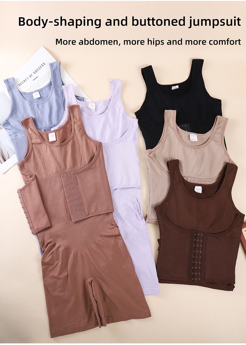 Button-breasted body-shaping bodysuit for women, postpartum, tummy-lifting, hip-lifting, tight-fitting, reinforced version, large size, tummy-lifting boxer bodysuit