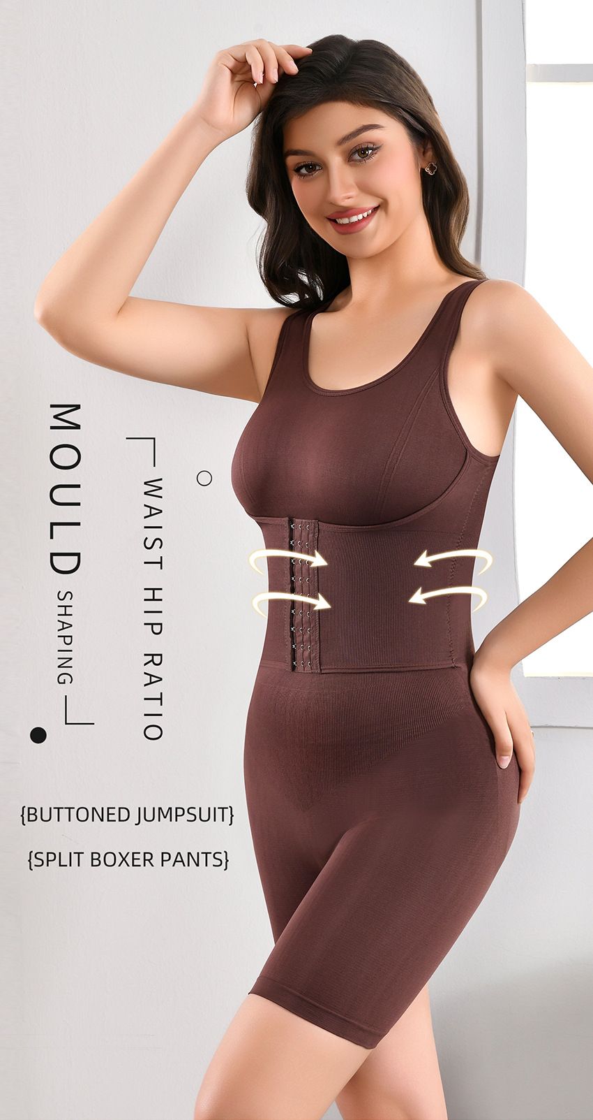 Button-breasted body-shaping bodysuit for women, postpartum, tummy-lifting, hip-lifting, tight-fitting, reinforced version, large size, tummy-lifting boxer bodysuit