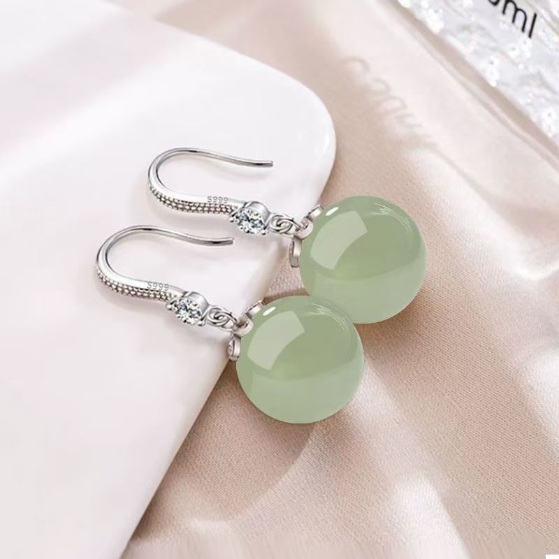 Silver earrings, studs, jade earrings, 2025 new hot-selling earrings