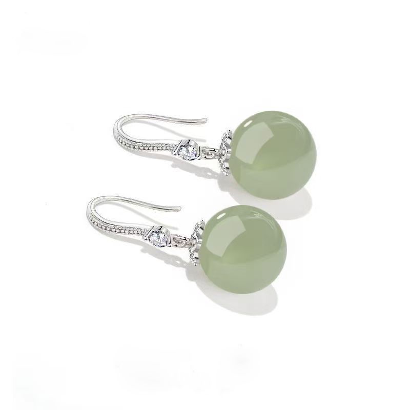 Silver earrings, studs, jade earrings, 2025 new hot-selling earrings