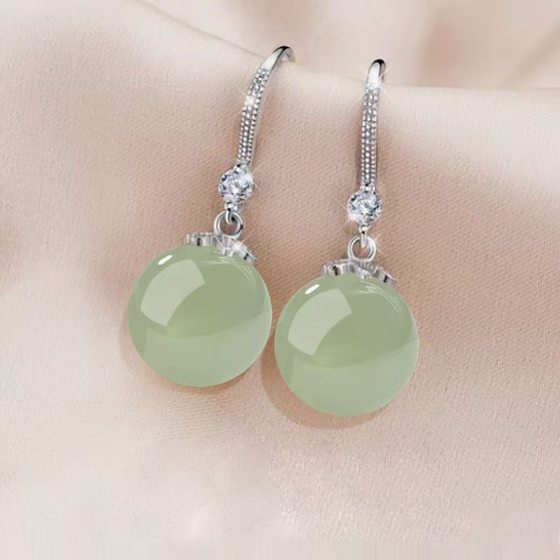 Silver earrings, studs, jade earrings, 2025 new hot-selling earrings
