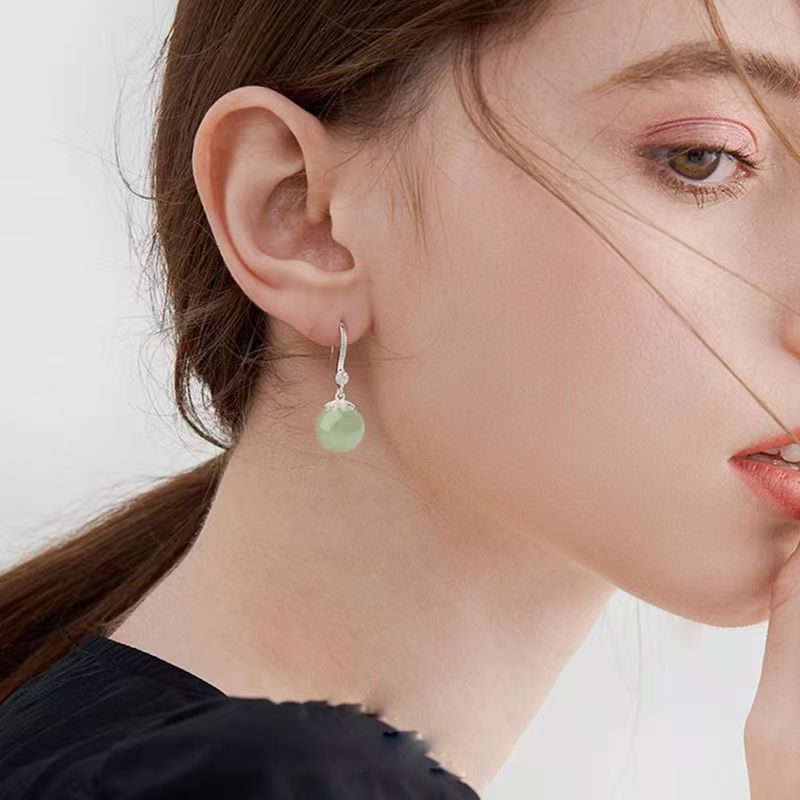 Silver earrings, studs, jade earrings, 2025 new hot-selling earrings