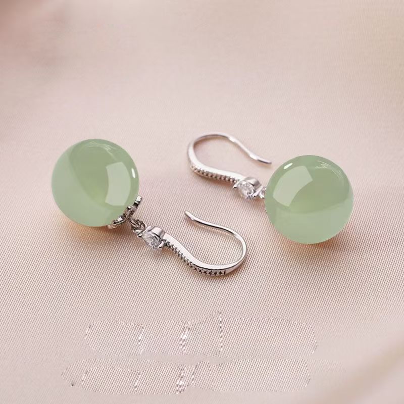 Silver earrings, studs, jade earrings, 2025 new hot-selling earrings