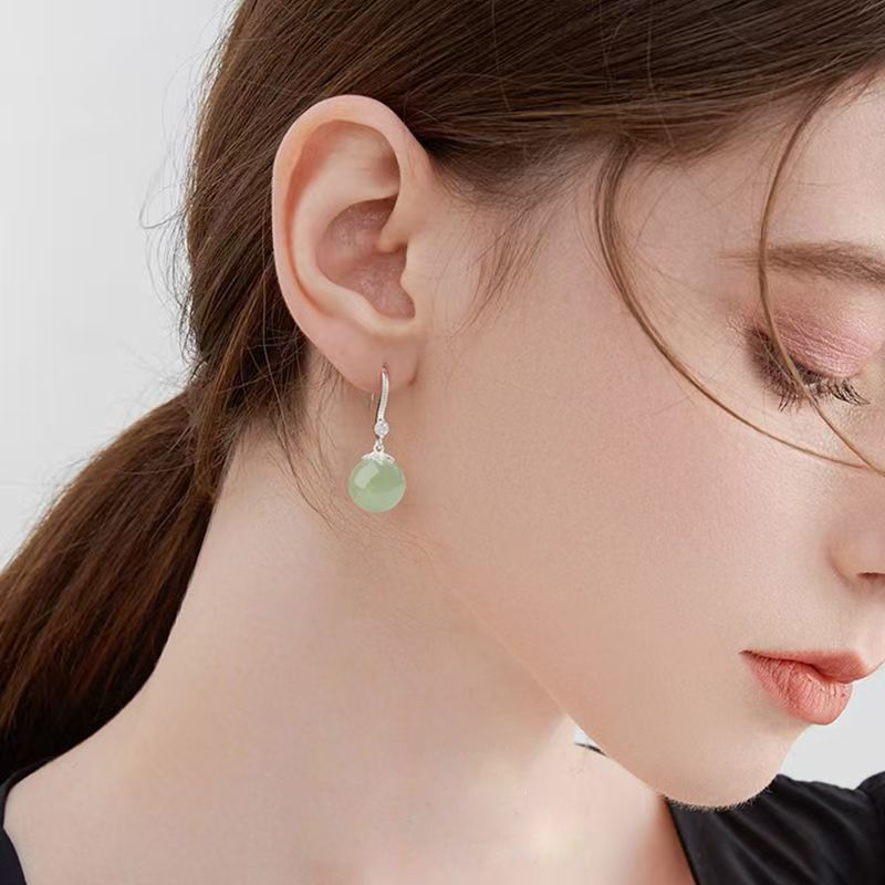 Silver earrings, studs, jade earrings, 2025 new hot-selling earrings