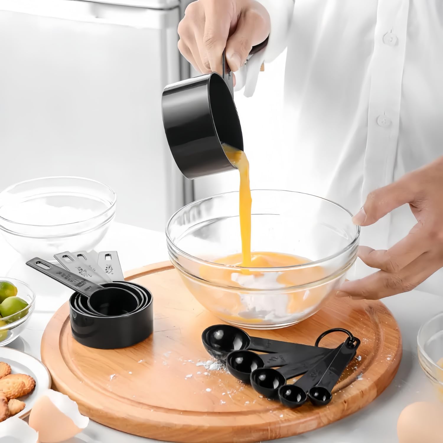 Measuring Cup & Spoon, Set of 10, Plastic, Black