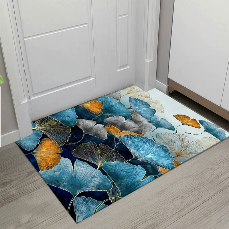 Bathroom mat carpet, blue and gold butterfly anti slip quick drying super absorbent thin bathroom carpet suitable for under doors easy to clean bathroom floor mat shower sink bathtub shower carpet
﻿