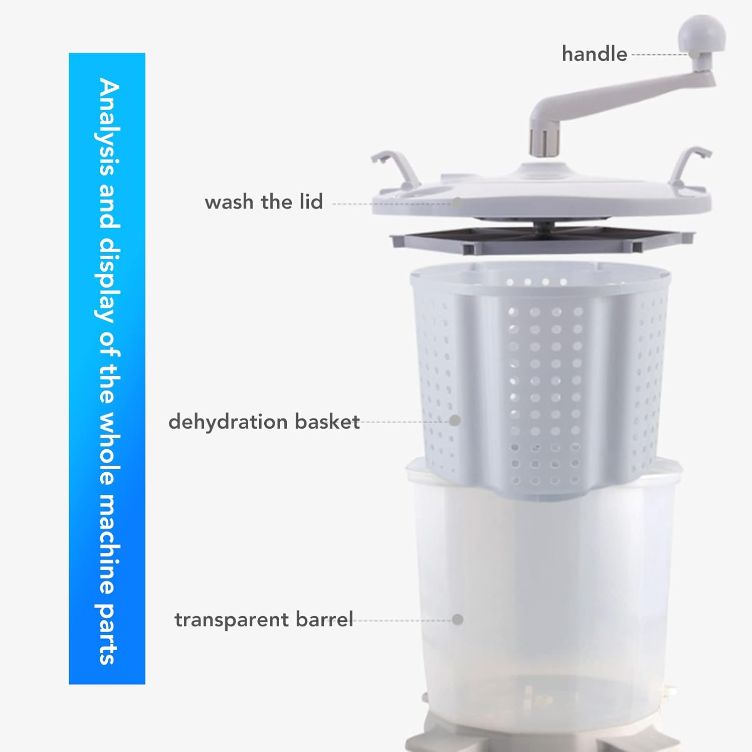 Portable Mini Washing Machine, 1200RPM Fast Dry Manual Hand Clothes Washer, Small Clothes Folding Washing Machine for Underwear Baby Clothes Socks