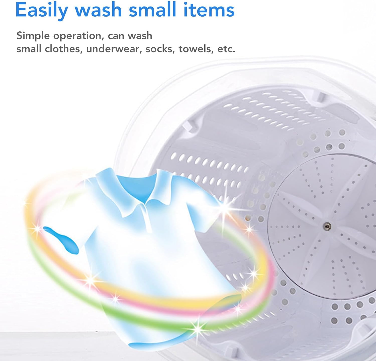 Portable Mini Washing Machine, 1200RPM Fast Dry Manual Hand Clothes Washer, Small Clothes Folding Washing Machine for Underwear Baby Clothes Socks