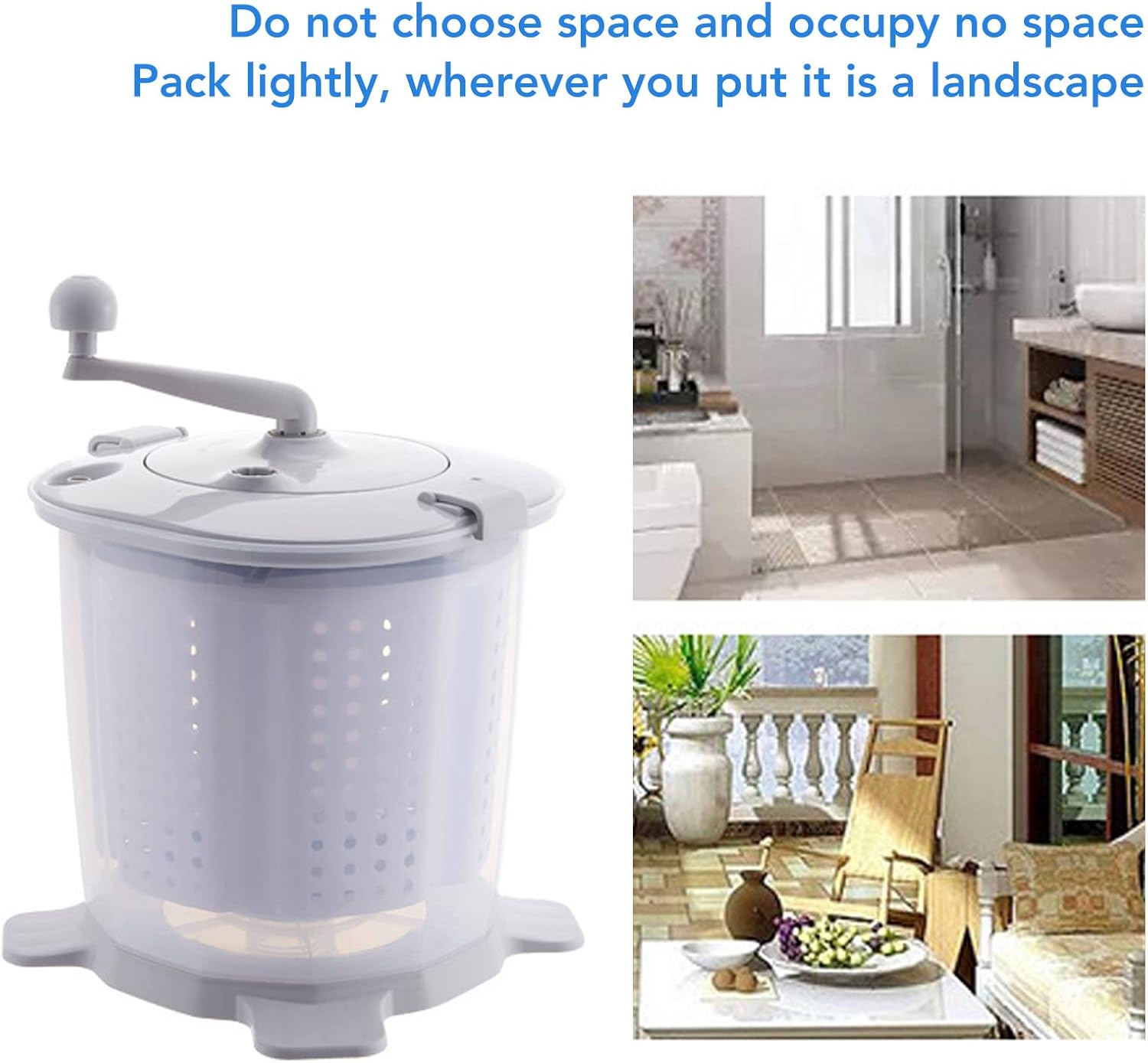 Portable Mini Washing Machine, 1200RPM Fast Dry Manual Hand Clothes Washer, Small Clothes Folding Washing Machine for Underwear Baby Clothes Socks