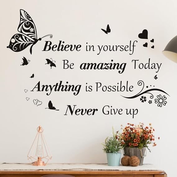 Inspirational Quotes Wall Stickers Large Removable Inspirational Quotes Wall Stickers Positive Lettering Butterfly Stickers For Classrooms, Home Bedrooms, Home Office Walls, Art Decoration