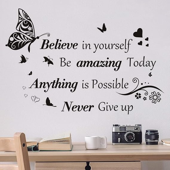 Inspirational Quotes Wall Stickers Large Removable Inspirational Quotes Wall Stickers Positive Lettering Butterfly Stickers For Classrooms, Home Bedrooms, Home Office Walls, Art Decoration