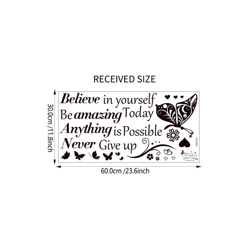Inspirational Quotes Wall Stickers Large Removable Inspirational Quotes Wall Stickers Positive Lettering Butterfly Stickers For Classrooms, Home Bedrooms, Home Office Walls, Art Decoration