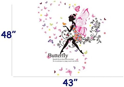 Wall Stickers For Girls Room 43 Inches X 48 Inches Diy Floral  Wall Decals For Girls Bedroom Removable Pvc Butterfly Wall Decals Decor Girls Wall Decals Princess Wall Decals For Girls Rooms Bedroom