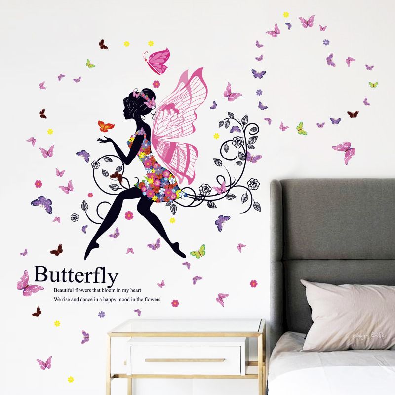 Wall Stickers For Girls Room 43 Inches X 48 Inches Diy Floral  Wall Decals For Girls Bedroom Removable Pvc Butterfly Wall Decals Decor Girls Wall Decals Princess Wall Decals For Girls Rooms Bedroom