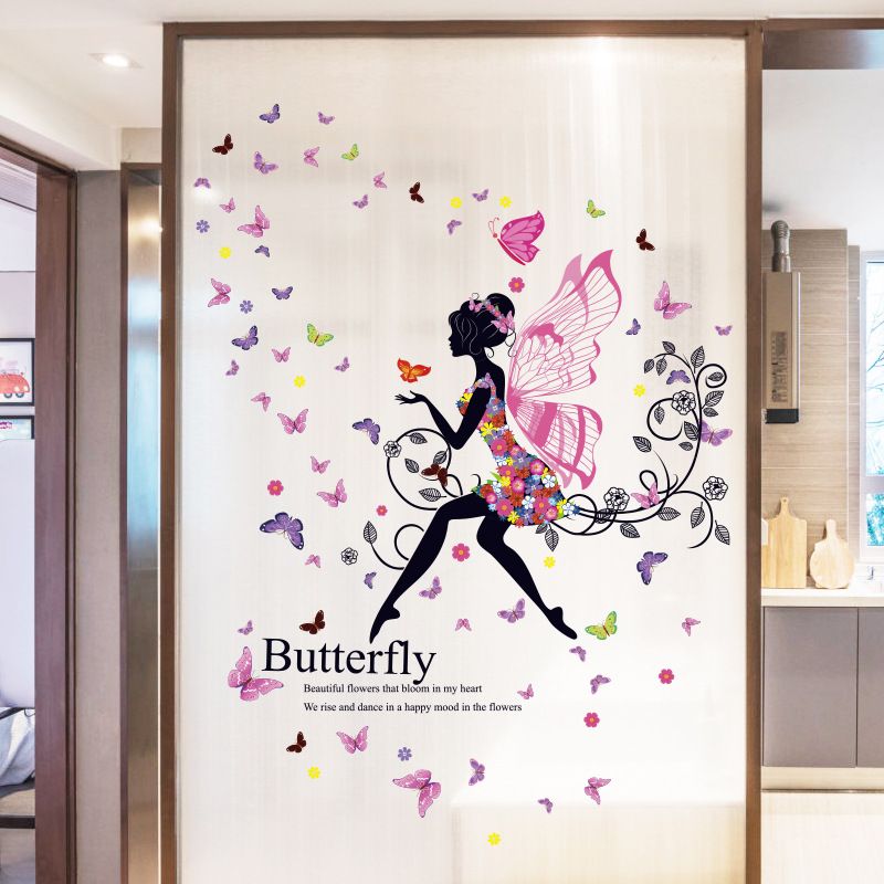Wall Stickers For Girls Room 43 Inches X 48 Inches Diy Floral  Wall Decals For Girls Bedroom Removable Pvc Butterfly Wall Decals Decor Girls Wall Decals Princess Wall Decals For Girls Rooms Bedroom