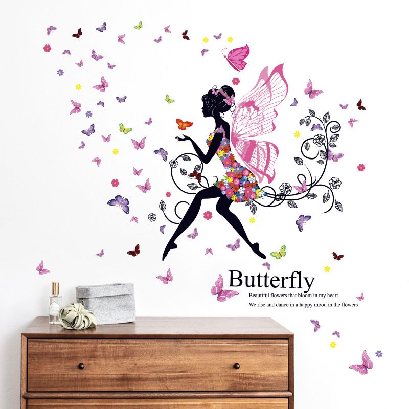 Wall Stickers For Girls Room 43 Inches X 48 Inches Diy Floral  Wall Decals For Girls Bedroom Removable Pvc Butterfly Wall Decals Decor Girls Wall Decals Princess Wall Decals For Girls Rooms Bedroom