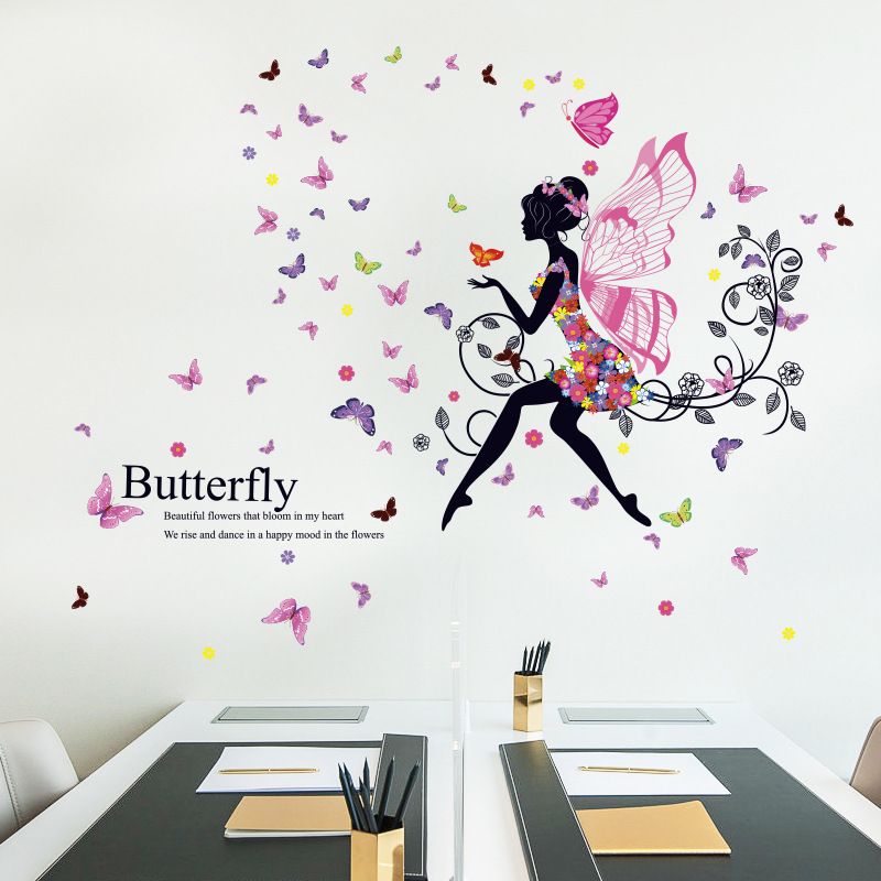 Wall Stickers For Girls Room 43 Inches X 48 Inches Diy Floral  Wall Decals For Girls Bedroom Removable Pvc Butterfly Wall Decals Decor Girls Wall Decals Princess Wall Decals For Girls Rooms Bedroom