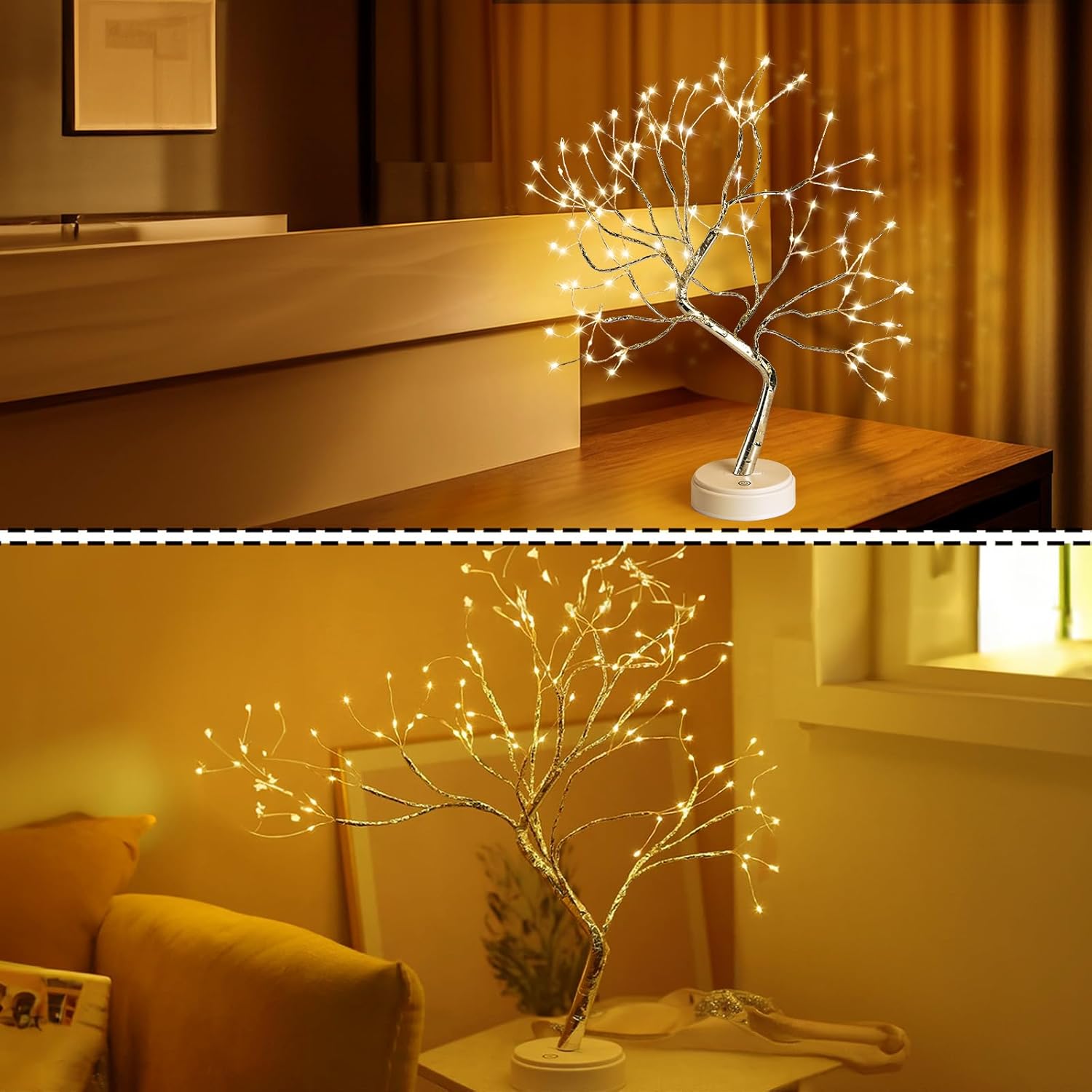 108 Led Twinkle Decorative Lamp, Usb/Battery Powered Touch Switch Fairy Lights Twinkling Bedroom Decor Lamp With Warm Light Color,  Aesthetic Room Decor,Adjustable Tree Branches Lights