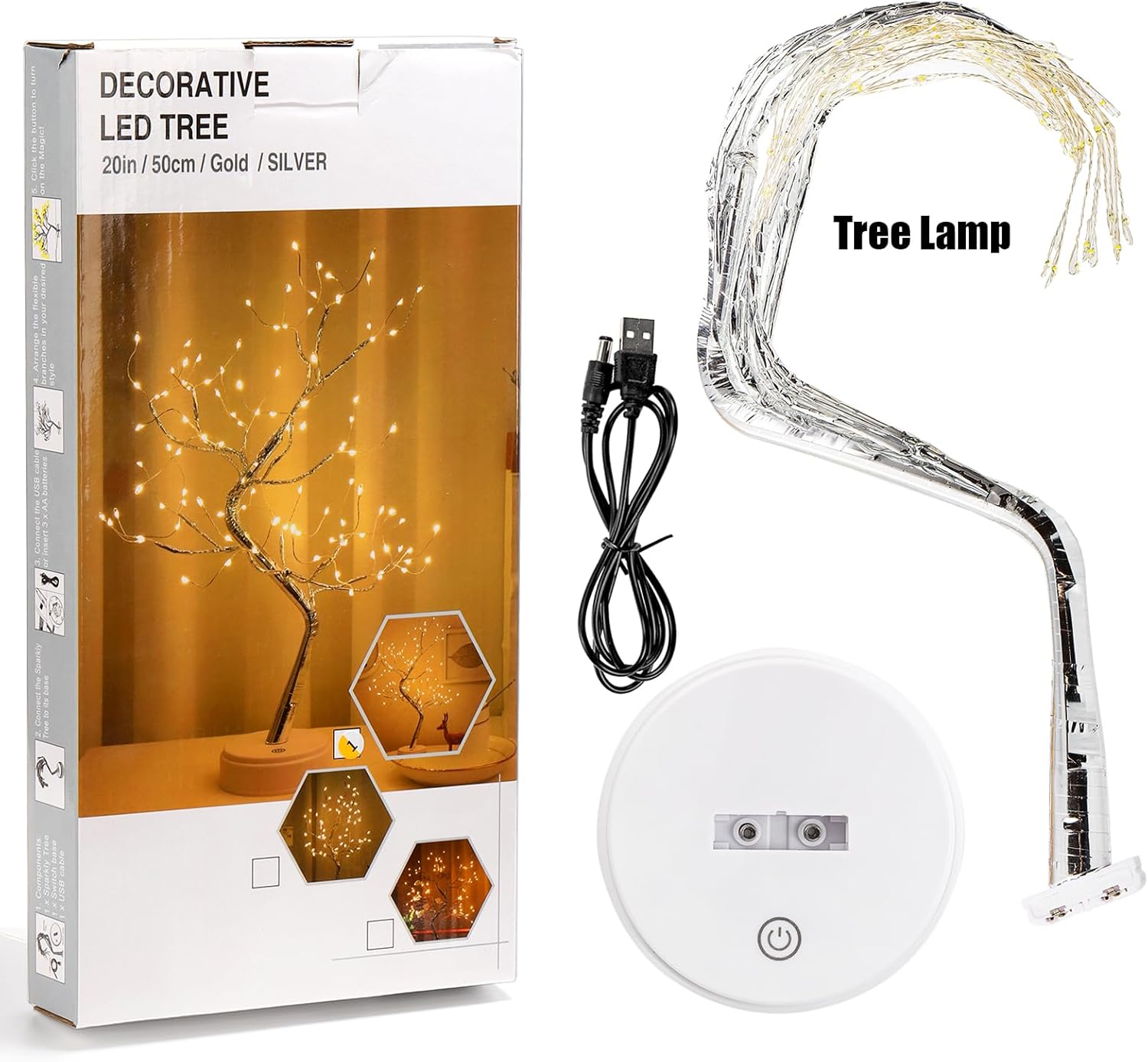108 Led Twinkle Decorative Lamp, Usb/Battery Powered Touch Switch Fairy Lights Twinkling Bedroom Decor Lamp With Warm Light Color,  Aesthetic Room Decor,Adjustable Tree Branches Lights